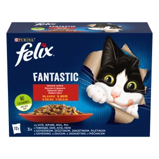 Felix Fantastic Selectie Rustica Vita/Pui/Iepure/Miel In Aspic 12X85 g