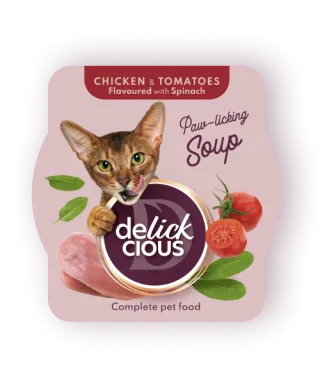 Delickcious Pisica Plic Supa Pui Cu Rosii Si Spanac 80 g