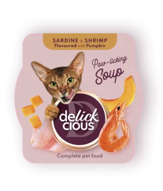 Delickcious Pisica Plic Supa Sardine Cu Creveti Si Dovleac 80 g