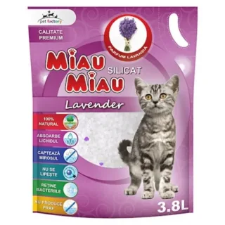 Asternut igienic pentru pisici Miau Miau Silicat Lavanda 3,8L