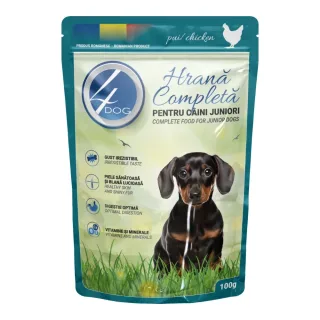 Hrana umeda pentru caini 4Dog  Junior cu pui 100 gr
