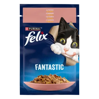 Hrana umeda pentru pisici Felix Fantastic cu somon 85 gr