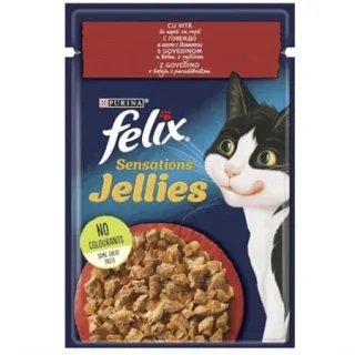 Hrana umeda pentru pisici Felix Sens Jelly cu vita  rosii 85 gr