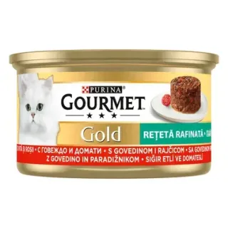 Hrana umeda pentru pisici Gourmet Gold Savoury Cake cu vita  rosii 85 gr