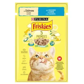Hrana umeda pentru pisici Friskies Adult cu somon in sos 85 gr