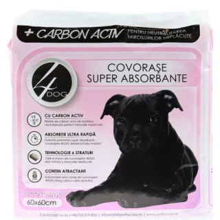 Covorase absorbante 4Dog Charcoal 60 x 60 cm, 10 buc   pachet