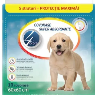 Covorase absorbante 4Dog 60 x 60 cm, 10 buc   pachet