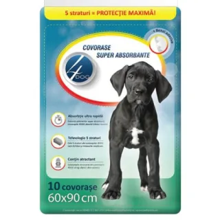 Covorase absorbante 4Dog 60 x 90 cm, 10 buc   pachet