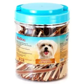Recompense pentru caini Biodog Sandwich cu pui  peste 500 gr