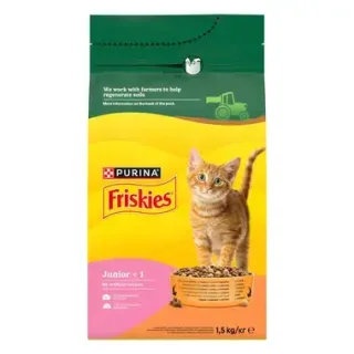 Hrana uscata pentru pisici Friskies Junior cu pui  legume 1,5 kg