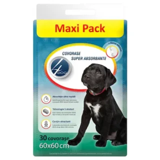 Covorase absorbante 4Dog Maxi 60x60 cm, 30 buc   pachet