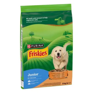 Hrana uscata pentru caini Friskies Junior cu pui  legume 8 kg