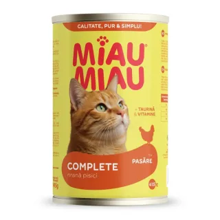 Conserva pentru pisici Miau Miau cu pui 415 gr