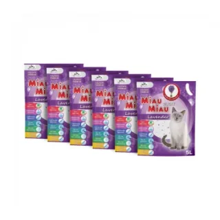 Set 6 buc x Asternut igienic pentru pisici Miau Miau Silicat Lavanda 5L