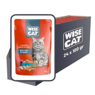 Set 24 buc x 100 gr Hrana umeda pentru pisici Wise cu peste