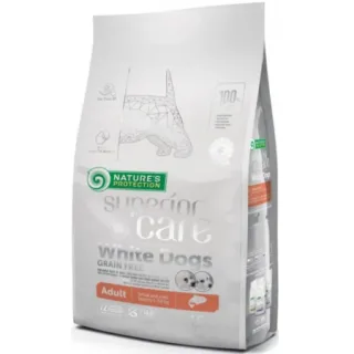 Hrana uscata pentru caini Nature s Protection Superior Care White Dogs Adult Small  Mini, cu somon, 1,5 kg