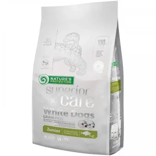 Hrana uscata pentru caini Nature s Protection Superior Care White Dogs Small  Mini Junior cu peste alb 1,5 kg