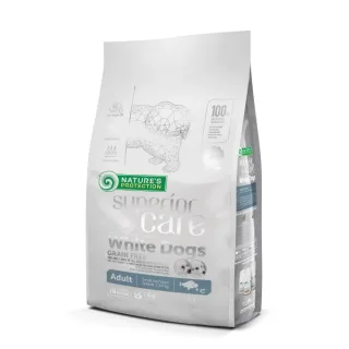 Hrana uscata pentru caini Nature s Protection Superior Care White Dogs Adult Small  Mini cu peste alb 10 kg