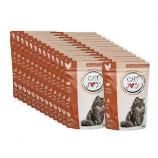 Set 24 buc x 85 gr Hrana umeda pentru pisici adulte Cat Joy cu pui  ficat in sos