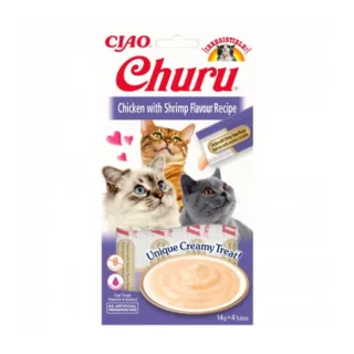 Recompense pentru pisici Churu cu pui  creveti 4 buc x 14 gr