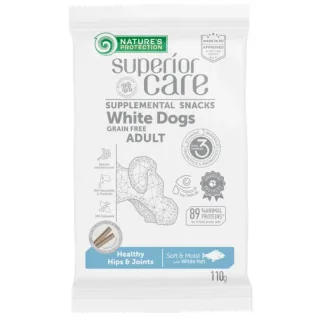 Recompense pentru caini Nature s Protection Superior Care Hips  Joints cu peste alb 110 gr