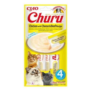 Recompense pentru pisici Churu cu pui  branza  vita 4 buc x 14 gr