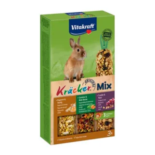 Batoane pentru iepuri Vitakraft Trio Mix cu popcorn  legume  struguri 3 buc