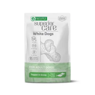 Hrana umeda complementara pentru caini Nature s Protection Superior Care White Dogs, cu ton si biban de mare, 70 g
