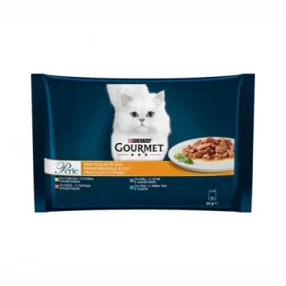 Set 4 buc x 85 gr Hrana umeda pentru pisici Gourmet Perle cu miel, rata, ton  curcan