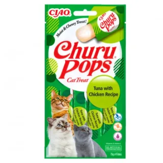 Recompense pentru pisici Churu Pops cu pui  ton 4 buc x 15 gr