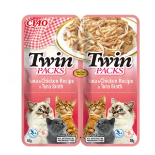 Hrana umeda pentru pisici Ciao Twin cu ton  pui 2 x 40 gr