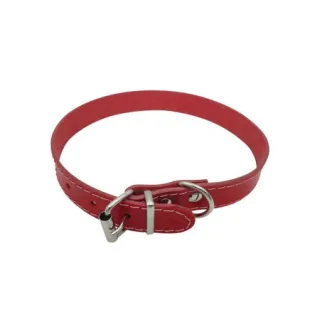 Zgarda din piele pentru caini Nr. 2 Petro Rosie 1,9 x 45 cm