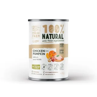 Conserva pentru caini Fresh Farm Coarse Pate cu pui , dovleac  mere 400 gr