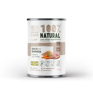 Conserva pentru caini Fresh Farm Coarse Pate cu rata, quinoa  morcov 400 gr