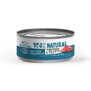 Conserva pentru pisici Fresh Farm Schredded Fillets cu  ton  somon 70 gr