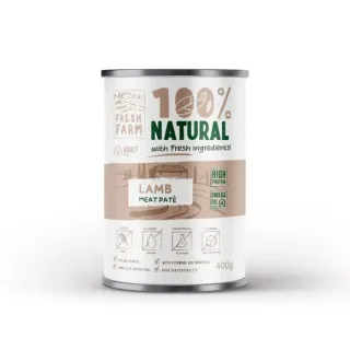 Conserva pentru caini Fresh Farm Smooth Pate cu miel 400 gr