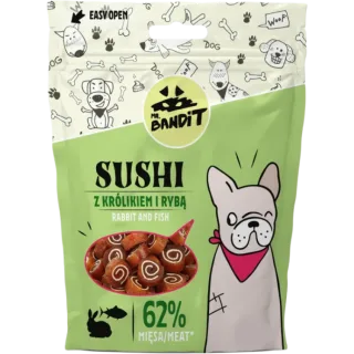 Recompense pentru caini Mr. Bandit Sushi cu iepure  peste 80 gr