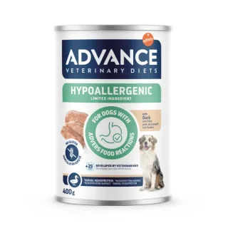 Conserva dietetica pentru caini Advance Hypoallergenic cu rata 400 gr