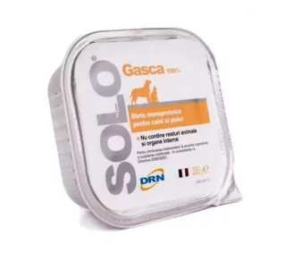 Hrana dietetica monoproteica pentru caini  pisici Solo cu gasca 300 gr