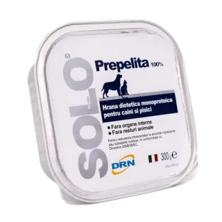 Hrana dietetica monoproteica pentru caini  pisici Solo cu preprelita 300 gr
