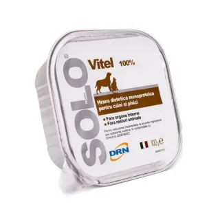 Hrana dietetica monoproteica pentru caini  pisici Solo cu vitel 100 gr