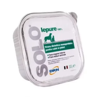 Hrana dietetica monoproteica pentru caini  pisici Solo cu iepure 300 gr