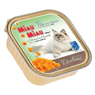 Pateu pentru pisici Miau Miau cu somon  topping de dovleac 100 gr