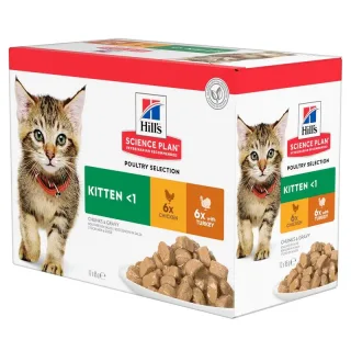Set 12 buc x 85 gr Hrana umeda pentru pisici Hill s SP Kitten cu curcan  pui