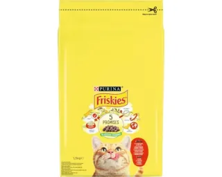 Hrana uscata pentru pisici Friskies Adult cu vita  pui 1,5 kg