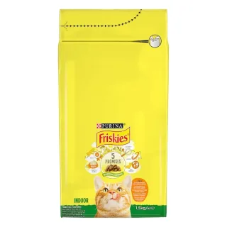 Hrana uscata pentru pisici Friskies Indoor cu pui  legume 1,5 kg