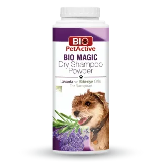 Sampon uscat pentru caini Bio PetActive Magic Powder cu lavanda 150 gr