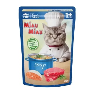 Hrana umeda pentru pisici Miau Miau Soup cu ton  somon 85 gr