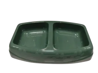 Castron dublu din plastic 4Dog Deluxe Verde 2 x 0,25L