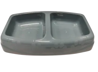 Castron dublu 4Dog Deluxe Gri 2 x 0,25 L